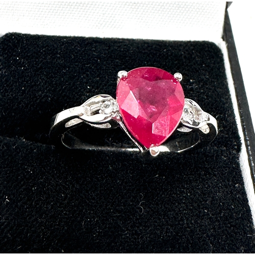 214 - Gemporia Madagascan Ruby Ring with White Topaz in Sterling Silver 3.06cts with c.o.a