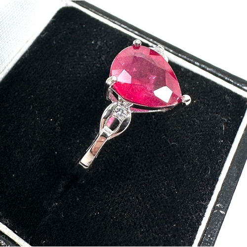 214 - Gemporia Madagascan Ruby Ring with White Topaz in Sterling Silver 3.06cts with c.o.a
