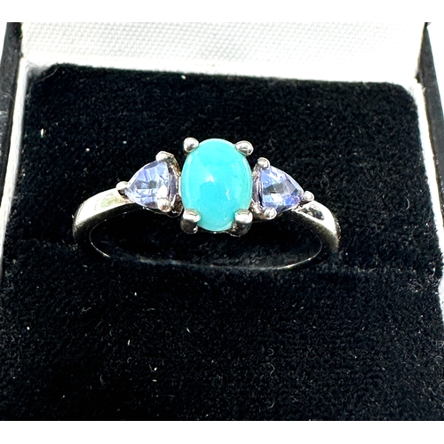 218 - Gemporia Sleeping Beauty Turquoise Ring with AA Tanzanite in Sterling Silver 1.10cts with c.o.a