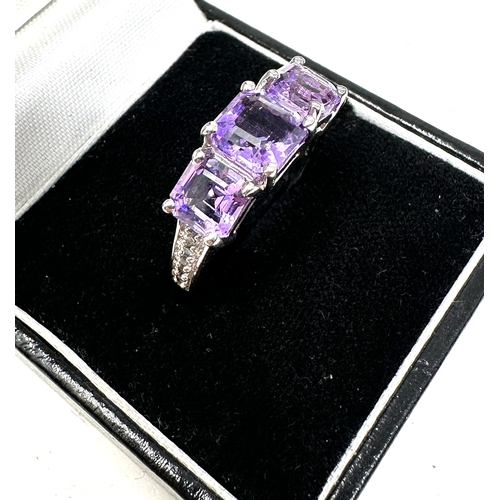 220 - Gemporia Moroccan Amethyst Ring with White Topaz in Sterling Silver 3.64cts WITH C.O.A