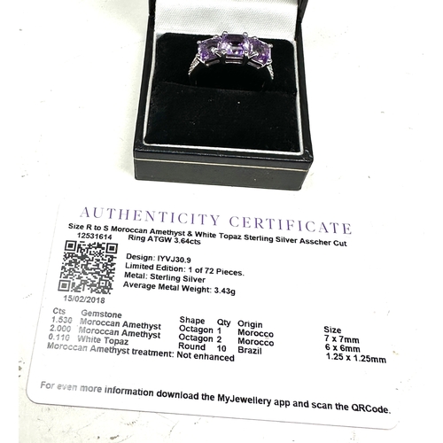 220 - Gemporia Moroccan Amethyst Ring with White Topaz in Sterling Silver 3.64cts WITH C.O.A