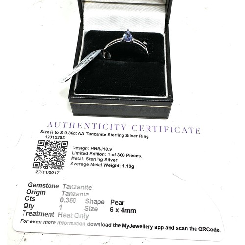 221 - Gemporia Tanzanite Ring in Sterling Silver 0.36cts with c.o.a