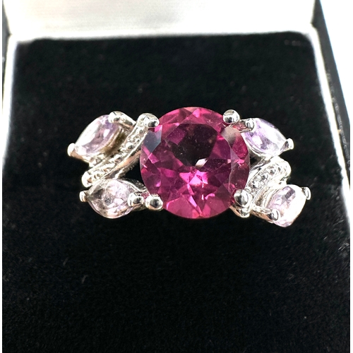 223 - Gemporia Pink Topaz Ring with Rose De France Amethyst in Sterling Silver 3.24cts with c.o.a