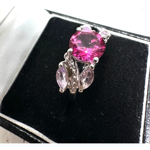 223 - Gemporia Pink Topaz Ring with Rose De France Amethyst in Sterling Silver 3.24cts with c.o.a