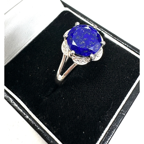 224 - Gemporia -i-Sang Lapis Lazuli Ring with White Topaz in Sterling Silver 3.49cts with c.0.a