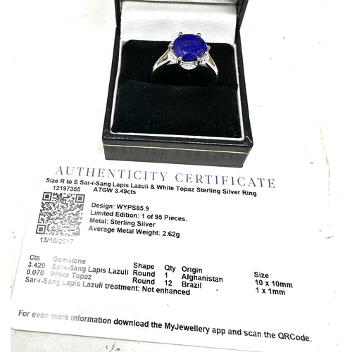 224 - Gemporia -i-Sang Lapis Lazuli Ring with White Topaz in Sterling Silver 3.49cts with c.0.a