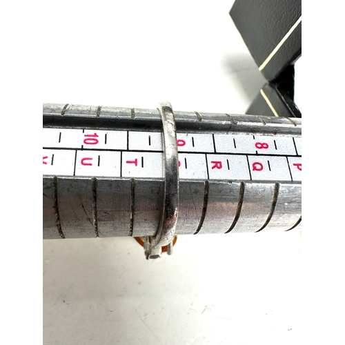 228 - Gemporia Orange American Fire Opal Ring with White Topaz in Sterling Silver 2.41cts with c.o.a