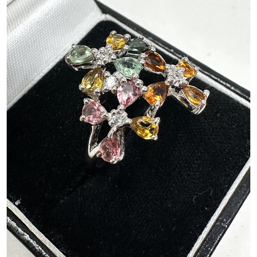 231 - Gemporia Tourmaline Ring with White Zircon in Sterling Silver 2.05cts
