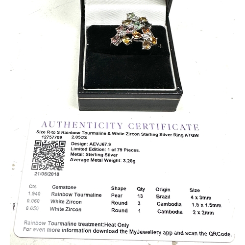 231 - Gemporia Tourmaline Ring with White Zircon in Sterling Silver 2.05cts