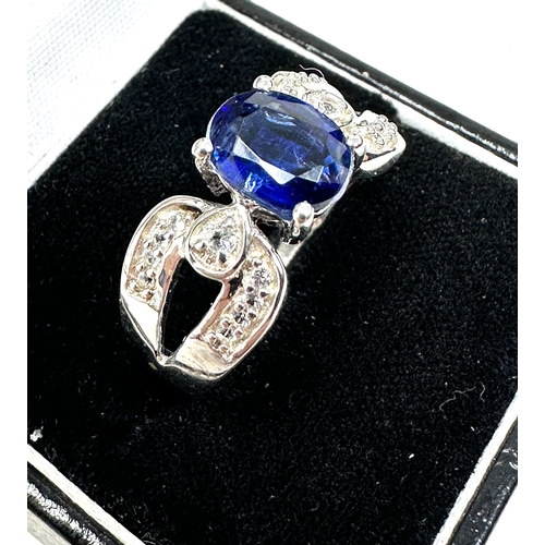 232 - Gemporia  Kyanite & White Topaz Sterling Silver Ring 2.51cts with c.o.a