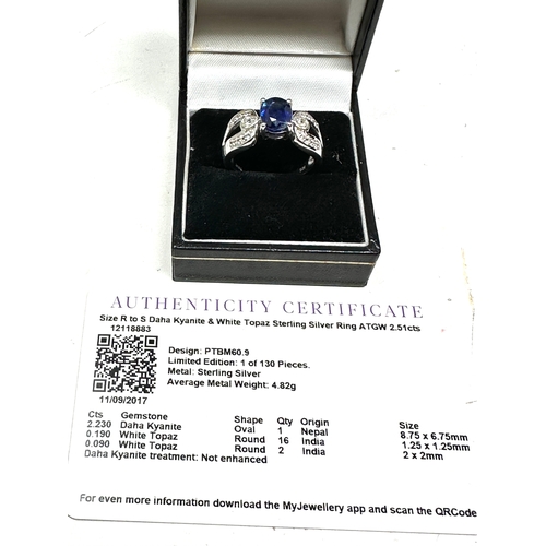 232 - Gemporia  Kyanite & White Topaz Sterling Silver Ring 2.51cts with c.o.a