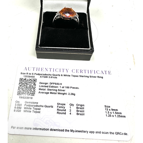 233 - Gemporia Quartz with White Topaz Sterling Silver Ring ATGW 3.61cts with c.o.a