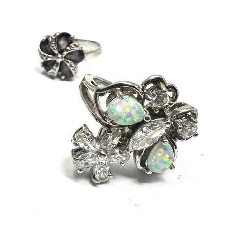 238 - 4 vintage sterling silver gemstone set rings