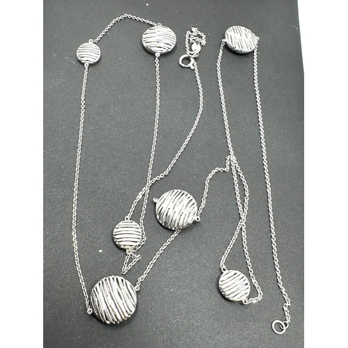 255 - LINKS OF LONDON Ladies Sterling Silver Thames Long Station Necklace measures approx 85cm long