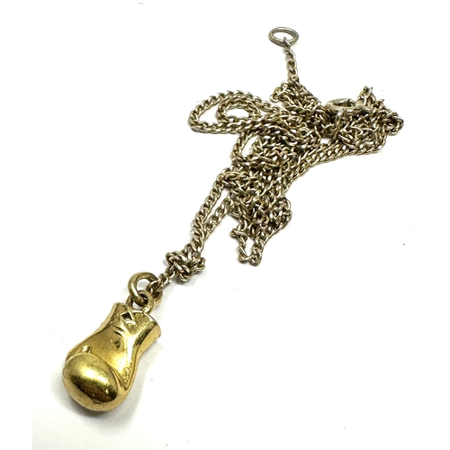 256 - vintage 925 silver & gold gilt boxing glove pendant necklace