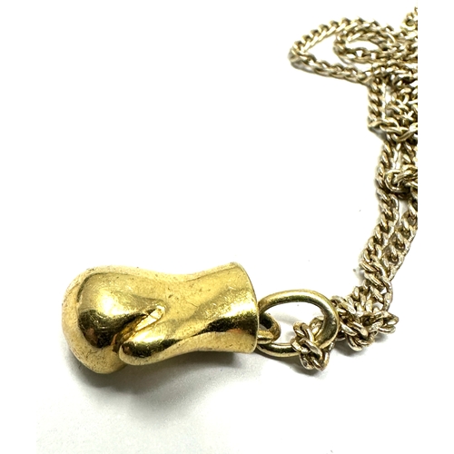 256 - vintage 925 silver & gold gilt boxing glove pendant necklace