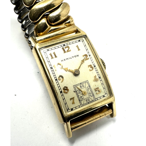 281 - Vintage 14ct gold Hamilton Tank Style Wristwatch Watch the watch is ticking