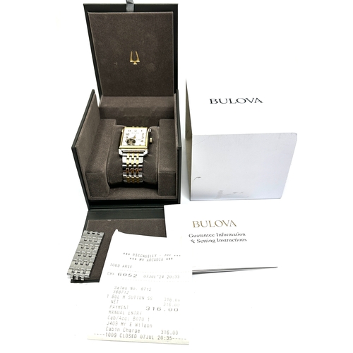 282 - Boxed gents Bulova automatic wristwatch as new condition with boxes and booklet with receipt