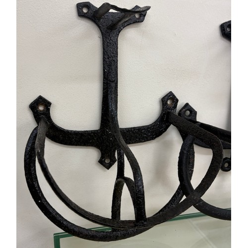 113 - Pair Victorian wrought iron wall hanging livery racks, approximate measurements: Height Height 13 in... 