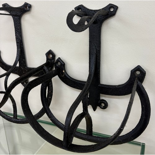 113 - Pair Victorian wrought iron wall hanging livery racks, approximate measurements: Height Height 13 in... 