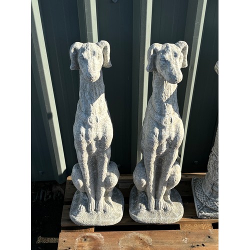 100A - Pair of concrete greyhound dogs, approximate height 33 inches