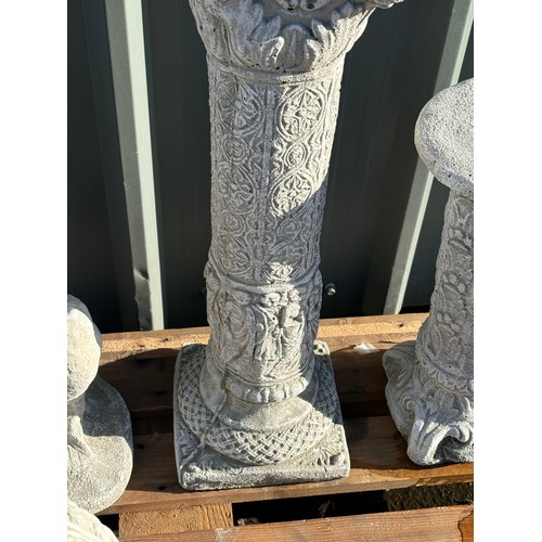 100C - Concrete Hermes bust on corinthian column, overall height 46 inches