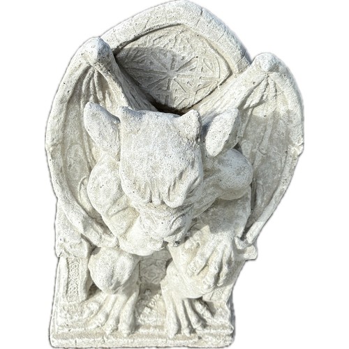 101A - Large concrete gothic gargoyle on throne, approximate height 19 inches