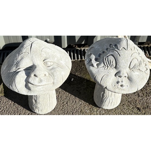 101H - Pair of concrete toadstool Height 18 inches