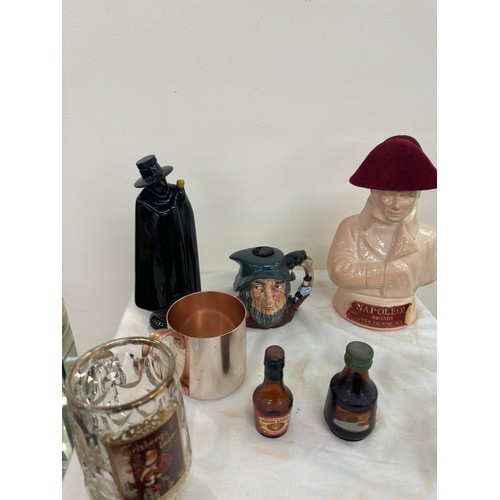 130 - Selection of assorted Pub Memorabilia includes decanters etc