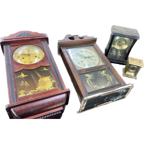 124 - Selection of vintage clocks and a barometer, untested