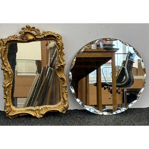 17 - 2 Vintage mirrors includes chalk framed and frameless largest measures approximately 22 inches by 15... 