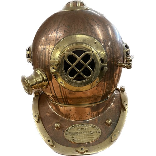 77 - Reproduction U.S.Navy brass and copper diving helmet, mark V