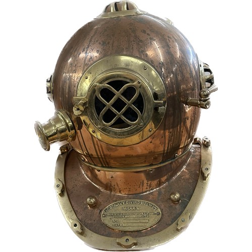 77 - Reproduction U.S.Navy brass and copper diving helmet, mark V