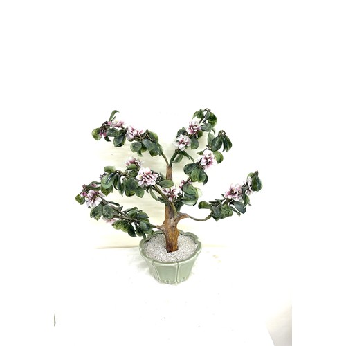 52 - Large vintage Chinese natural stone blossom tree measures approximately 15 inches tall