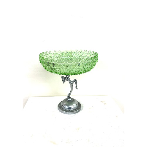 6 - Art deco green glass centerpiece