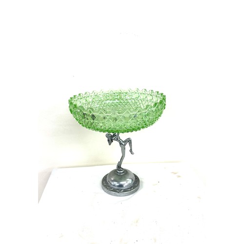 6 - Art deco green glass centerpiece