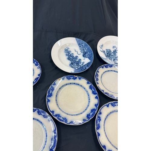 26 - Large selection of vintage blue and white plates