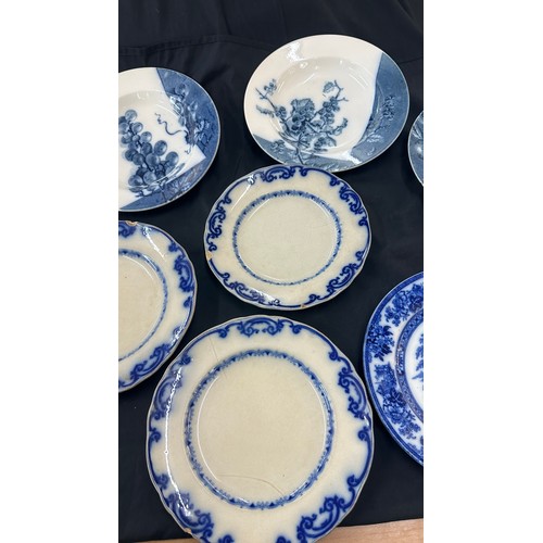 26 - Large selection of vintage blue and white plates