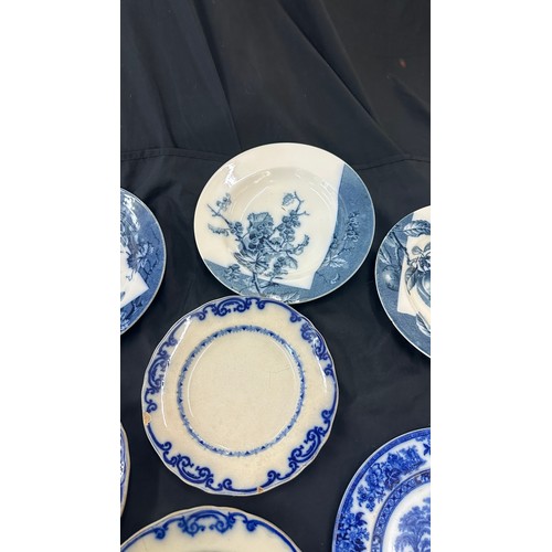 26 - Large selection of vintage blue and white plates