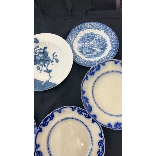 26 - Large selection of vintage blue and white plates