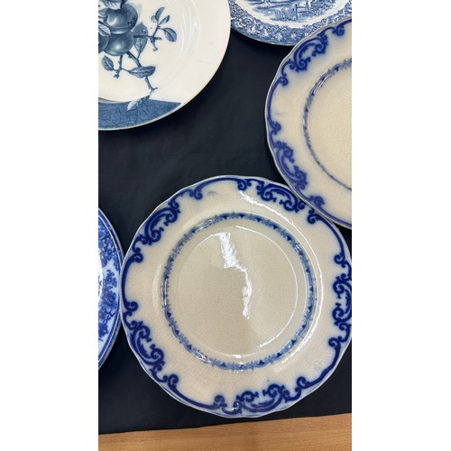 26 - Large selection of vintage blue and white plates