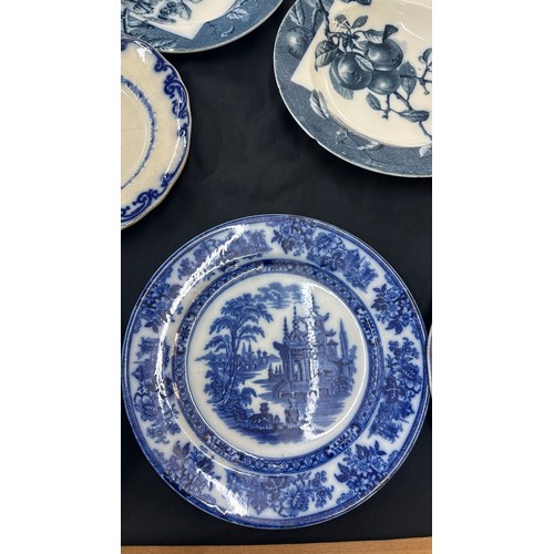 26 - Large selection of vintage blue and white plates