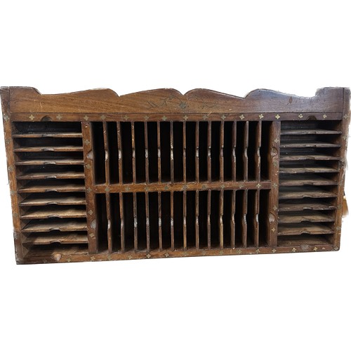 31 - Vintage walnut cassette rack with brass inlay measures approximately 24 inches wide x 12 tall