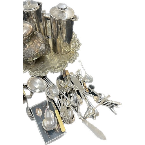 19 - Selection of assorted EPNS items to include cutlery, tea pot, coffee pot etc