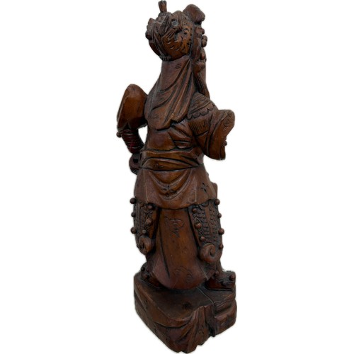 37 - Oriental carved wooden figure height 17 inches tall