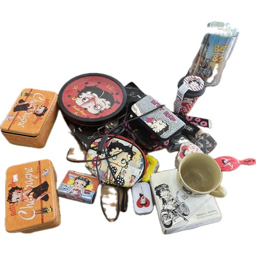 112 - Large Selection of Betty Boop collectables includes Light, Clock, hair brush etc