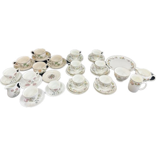 128 - Selection of vintage Wedgwood part tea services to include ' Flame Rose', ' Garden Maze', ' Mirabell... 