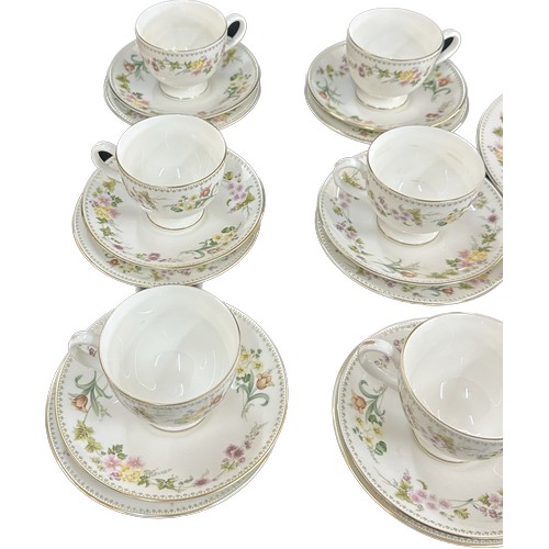 128 - Selection of vintage Wedgwood part tea services to include ' Flame Rose', ' Garden Maze', ' Mirabell... 