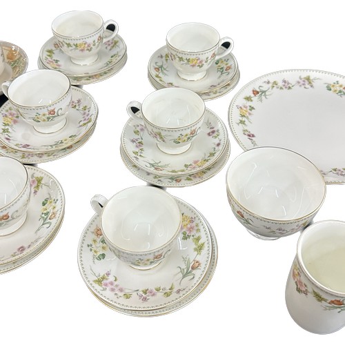 128 - Selection of vintage Wedgwood part tea services to include ' Flame Rose', ' Garden Maze', ' Mirabell... 