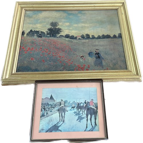 65 - Gilt framed oil on canvas signed depicting a poppy field and one other, largest measures approximate... 